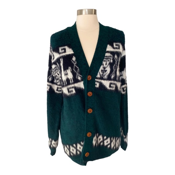 Wool V-Neck Cardigan Sweater, Button Front, Vintage - Picture 6 of 9